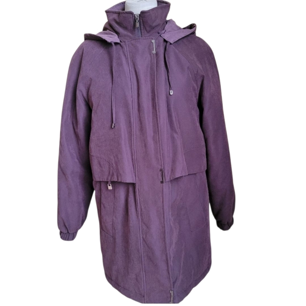 Fleet Street Purple Double Lined Parka Coat With Removable Hood Size S